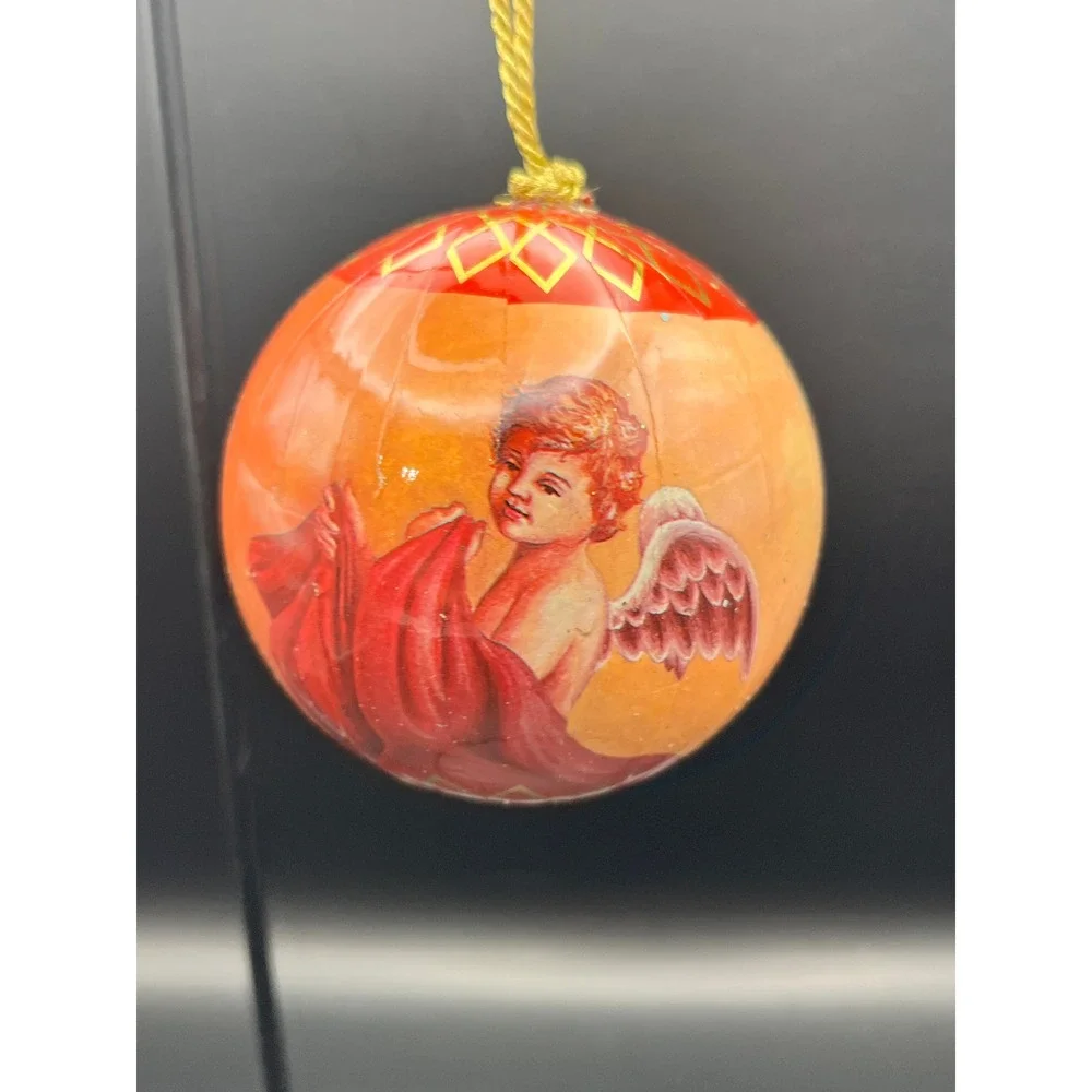 Set of 11‎ Angel Christmas Ornaments Paper Mache Cherub Round Decorative Balls